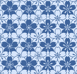 Japanese Overlap Cherry Blossom Vector Seamless Pattern