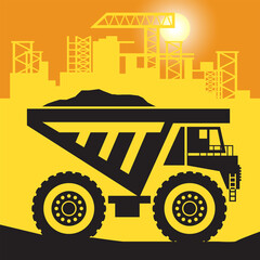 Naklejka premium Haul Truck work on construction site