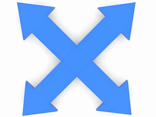 Concept of blue arrows on white