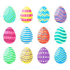 Set of colored Easter eggs. Vector illustration collection of bright eggs for Easter
