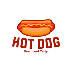 Hot Dog Logo Vector Illustration 