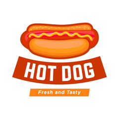 Hot Dog Logo Vector Illustration 