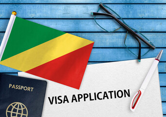 Visa application form and flag of Republic of the Congo