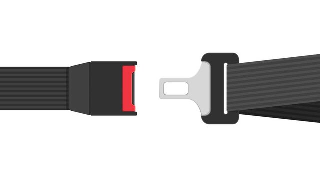 Safety belt for protection. Open and closed car seat belt. Video animation on a transparent background