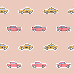 Wrapping paper - Seamless pattern of car and taxi symbols for vector graphic design