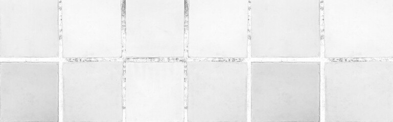 Panorama of White ceramic floor tile pattern and background seamless