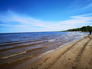 the sandy shore of Lake Ilmen waves the wind of the sky