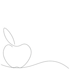 Apple fruit line draw, vector illustration