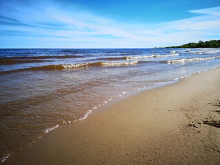 the sandy shore of Lake Ilmen waves the wind of the sky
