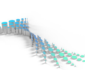 Abstract 3d rendering of geometric halftone background. 3D concept illustration.