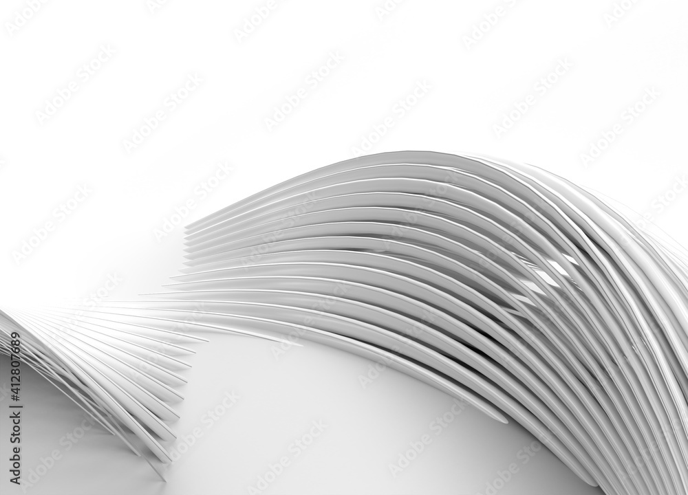 Poster 3d rendering abstract background with waves. creative architectural concept.