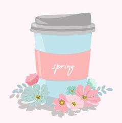 vector hand drawn illustration of a cup for coffee with the inscription 