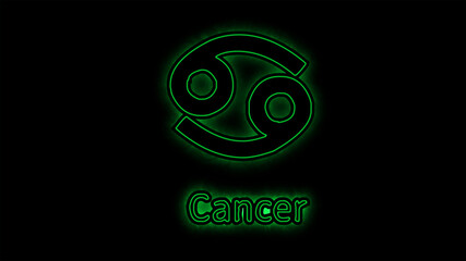 The zodiac symbol, horoscope sign lighting effect green neon glow. Royalty high-quality free stock of Astrological signs isolated on black background. Horoscope, astrology icons with simple style