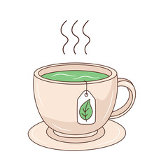 Cup of tea drink colored vector illustration. isolated with hand drawn style 