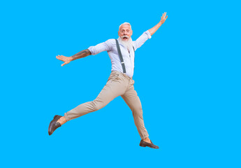 Fototapeta na wymiar Senior man jumping