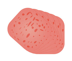 Pork ham or salami isolated. vector illustration