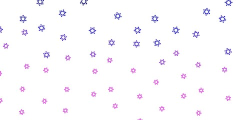 Light purple, pink vector backdrop with virus symbols.
