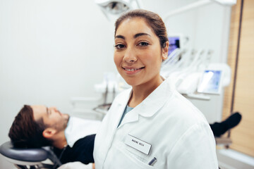 Fototapeta premium Female dental expert in her clinic