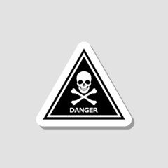 Danger skull sticker sign crossbones warning on white background