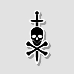 Pirate skull with sword icon sticker
