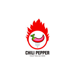 Hot chilly logo. Hot chili spicy cuisine emblem 