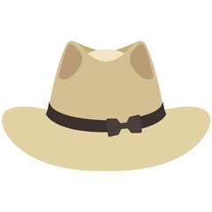 Vector elegant unisex hat with wide brim, ribbon and bow