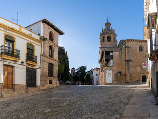 Fototapeta na wymiar the Plaza Duquesa de Parcent Square and the Santa Maria la Mayor Church in the historic city center of Ronda