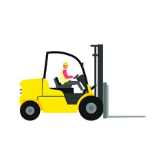 Warehouse worker working with forklift