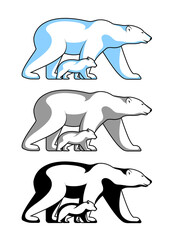 Polar bear with teddy bear vector illustration