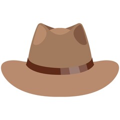 Male hat with brim flat vector isolated on white