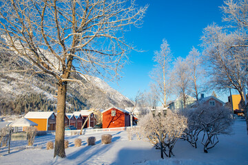 Very cold in the town on the shores of Vefsna - Mosjøen,Helgeland,Nordland county,Norway,scandinavia,Europe
