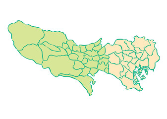 東京都	新宿区　都道府県別・行政区域マップ
