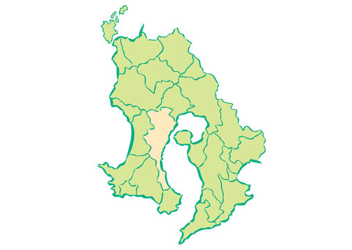 鹿児島県	鹿児島市　都道府県別・行政区域マップ