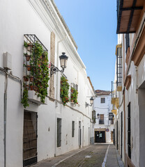 Fototapeta na wymiar narrow alley way in the historic old town of Zafra in Extremadura