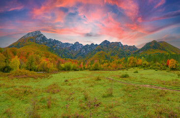 National Park of Abruzzo, Lazio and Molise (Italy) - The autumn with foliage in the mountain natural reserve, with little towns, Barrea lake, Camosciara and Val Fondillo landmark.