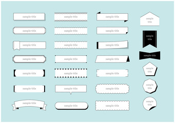 手描きフレーム　細線　ベタあり　イラスト セット