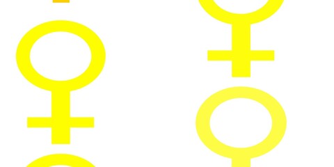 Light Yellow vector backdrop with woman's power symbols.