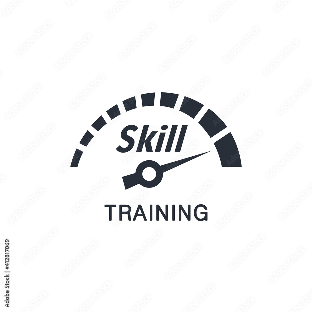 Poster skill levels growth. increasing skills level through training. concept of professional or educationa