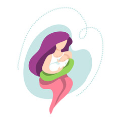 Woman breastfeeding her newborn baby in cradle position.