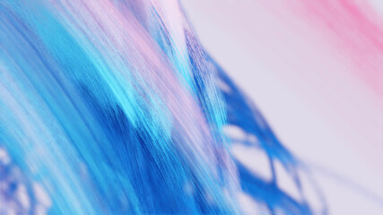 Blurry abstract background in blue and pink colors. Strings, strips of arcs and with light highlights. 3d-render