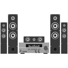 Fototapeta premium Home theatre acoustic system isolated on white background