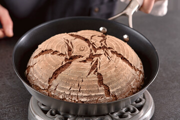 pan baked rye sourdough bread