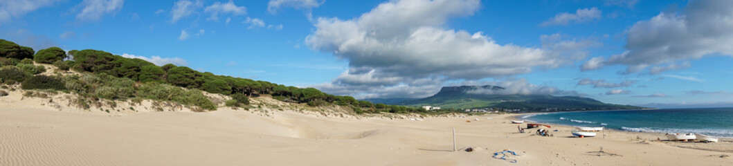 panorama landscape of Bolonia Beach and sand dune on the Costa de la Luz in Andalusia