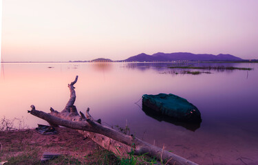 sunset over the lake