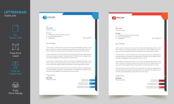 Letterhead Design Template,Creative, Minimal ,elegant Corporate Clean Letterhead Design Template with 2 color variations Print Ready 