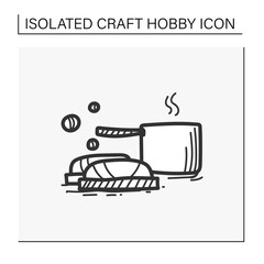 Soap making hand draw icon. Make soap using pans with stages, equipment and ingredients. Handmade hobby concept. Isolated sketch vector illustration