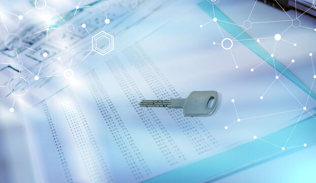 House key on an amortization schedule; light effect