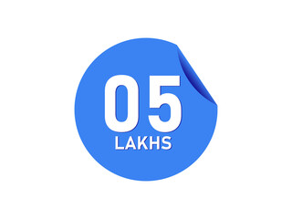 5 Lakhs texts on the blue sticker