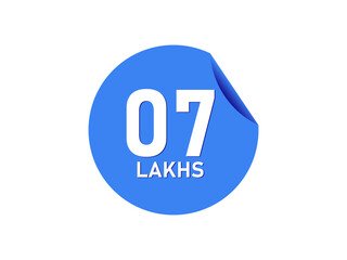 7 Lakhs texts on the blue sticker