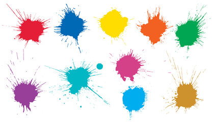 Beautiful color paint blots, splashes. Set of art elements. Vector illustration.